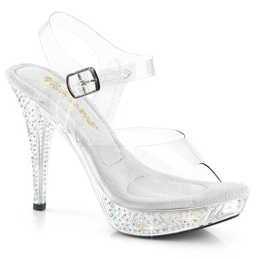 Fabulicious ELEGANT-408ABRS Platform Sandalettes Clear Rhinestones Transparent EU-36 / US-6