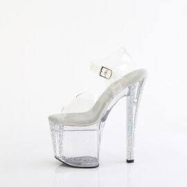 Pleaser ENCHANT-708AQUA-04 Platform Sandalettes Clear Glitter Silver EU-38 / US-8