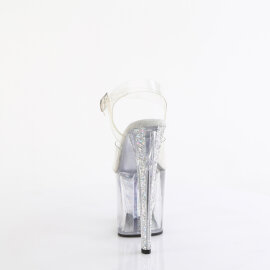 Pleaser ENCHANT-708AQUA-04 Platform Sandalettes Clear Glitter Silver EU-38 / US-8