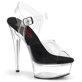 Pleaser EXCITE-608 Platform Sandalettes Clear Black EU-35...