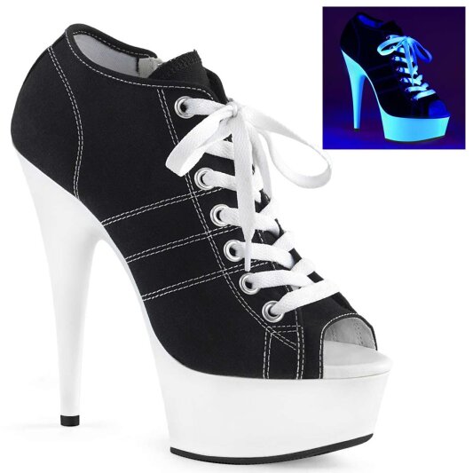Pleaser DELIGHT-600SK-01 Black Canvas/Neon White EU-35 / US-5