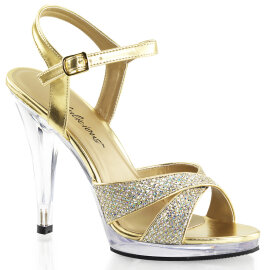 Fabulicious FLAIR-419/G/C Sandalettes Clear Glitter Gold...