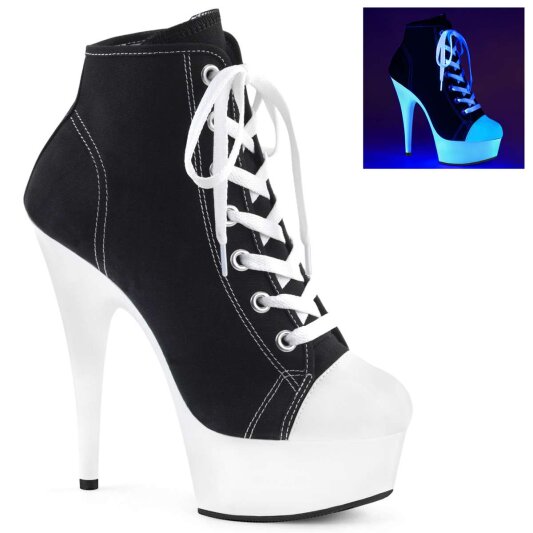 Pleaser DELIGHT-600SK-02 Black Canvas/Neon White EU-35 / US-5