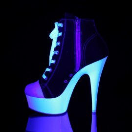 Pleaser DELIGHT-600SK-02 Black Canvas/Neon White EU-35 / US-5