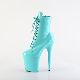 Pleaser FLAMINGO-1020 Platform Ankle Boots Patent Turquoise EU-35 / US-5