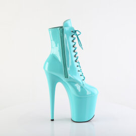 Pleaser FLAMINGO-1020 Platform Ankle Boots Patent Turquoise EU-38 / US-8