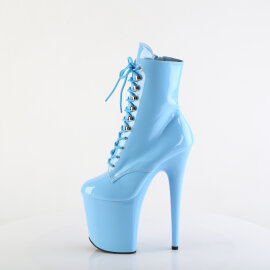 Pleaser FLAMINGO-1020 Platform Ankle Boots Patent Blue EU-40 / US-10