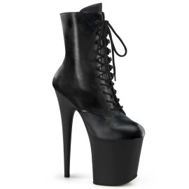 Pleaser FLAMINGO-1020 Platform Ankle Boots Leather Black...