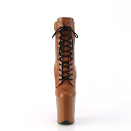 Pleaser FLAMINGO-1020 Platform Ankle Boots Faux Leather Brown EU-40 / US-10