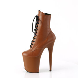 Pleaser FLAMINGO-1020 Platform Ankle Boots Faux Leather Brown EU-40 / US-10
