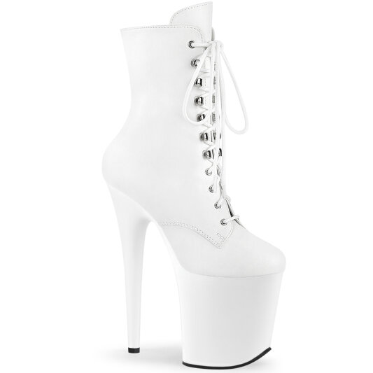 Pleaser FLAMINGO-1020 Platform Ankle Boots Faux Leather White EU-37 / US-7