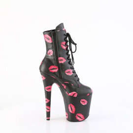 Pleaser FLAMINGO-1020KISSES Platform Ankle Boots Faux Leather Black EU-35 / US-5