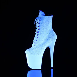 Pleaser FLAMINGO-1020LG Platform Ankle Boots Glitter Neon White EU-42 / US-12