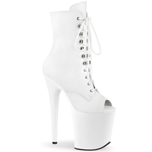 Pleaser FLAMINGO-1021 Platform Ankle Boots Faux Leather White EU-38 / US-8