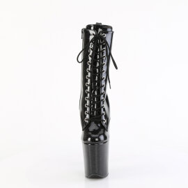 Pleaser FLAMINGO-1040GP Platform Ankle Boots Patent Glitter Black EU-37 / US-7