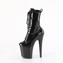 Pleaser FLAMINGO-1040GP Platform Ankle Boots Patent Glitter Black EU-37 / US-7