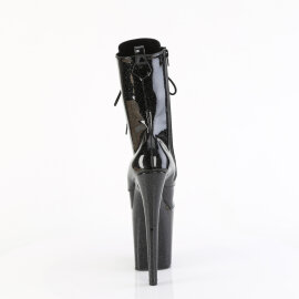 Pleaser FLAMINGO-1040GP Platform Ankle Boots Patent Glitter Black EU-37 / US-7