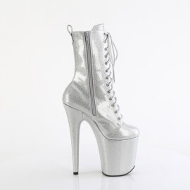 Pleaser FLAMINGO-1040GP Platform Ankle Boots Patent Glitter Silver EU-35 / US-5