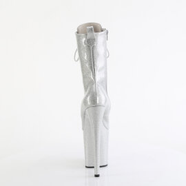 Pleaser FLAMINGO-1040GP Platform Ankle Boots Patent Glitter Silver EU-37 / US-7