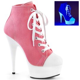 Pleaser DELIGHT-600SK-02 Pink Canvas/Neon White EU-37 / US-7