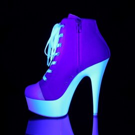 Pleaser DELIGHT-600SK-02 Pink Canvas/Neon White EU-37 / US-7