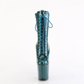 Pleaser FLAMINGO-1040GP Platform Ankle Boots Patent Glitter Blue Green EU-44 / US-14