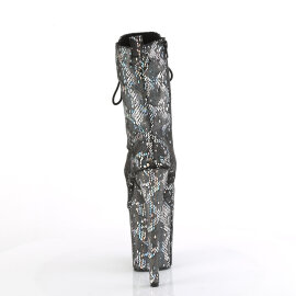 Pleaser FLAMINGO-1040SPF Platform Ankle Boots Fabric Hologram Metallic Black EU-42 / US-12