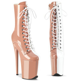Pleaser FLAMINGO-1040TT Platform Ankle Boots Patent Beige...