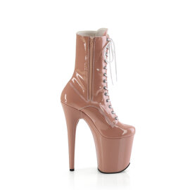 Pleaser FLAMINGO-1040TT Platform Ankle Boots Patent Beige White EU-35 / US-5