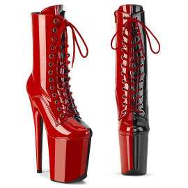 Pleaser FLAMINGO-1040TT Platform Ankle Boots Patent Black Red EU-37 / US-7
