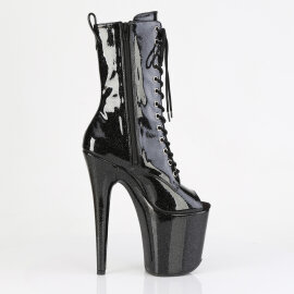 Pleaser FLAMINGO-1041GP Platform Ankle Boots Patent Glitter Black EU-35 / US-5