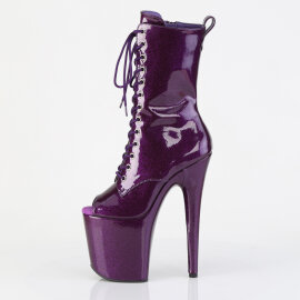 Pleaser FLAMINGO-1041GP Platform Ankle Boots Patent Glitter Dark Purple EU-35 / US-5
