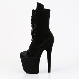 Pleaser FLAMINGO-1045VEL Platform Ankle Boots Velvet Black EU-39 / US-9