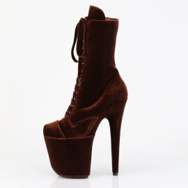 Pleaser FLAMINGO-1045VEL Platform Ankle Boots Velvet Brown EU-38 / US-8