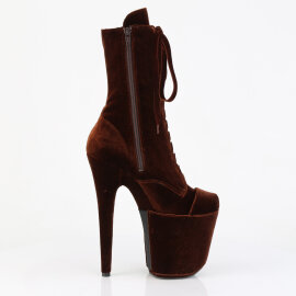 Pleaser FLAMINGO-1045VEL Platform Ankle Boots Velvet Brown EU-38 / US-8