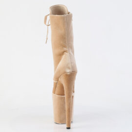 Pleaser FLAMINGO-1045VEL Platform Ankle Boots Velvet Beige EU-42 / US-12