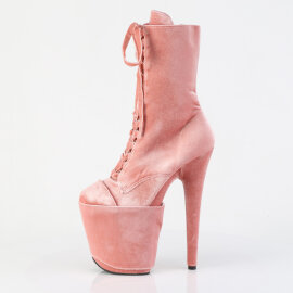Pleaser FLAMINGO-1045VEL Platform Ankle Boots Velvet Pink EU-38 / US-8
