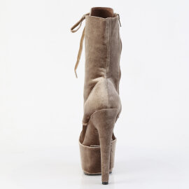 Pleaser FLAMINGO-1045VEL Platform Ankle Boots Velvet Khaki EU-38 / US-8
