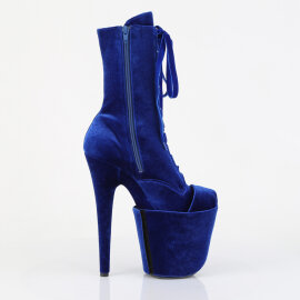 Pleaser FLAMINGO-1045VEL Platform Ankle Boots Velvet Blue EU-35 / US-5