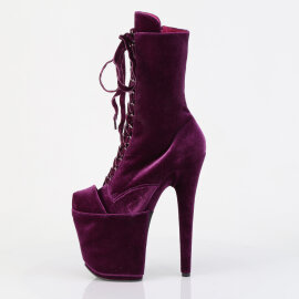 Pleaser FLAMINGO-1045VEL Platform Ankle Boots Velvet Purple EU-35 / US-5