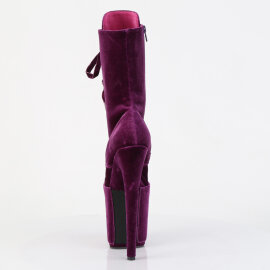 Pleaser FLAMINGO-1045VEL Platform Ankle Boots Velvet Purple EU-37 / US-7