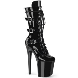 Pleaser FLAMINGO-1053 Platform Ankle Boots Patent Black EU-37 / US-7