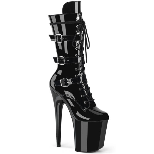 Pleaser FLAMINGO-1053 Platform Ankle Boots Patent Black EU-38 / US-8