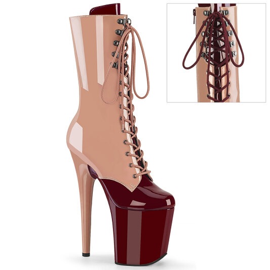Pleaser FLAMINGO-1054DC Platform Ankle Boots Patent Red EU-35 / US-5