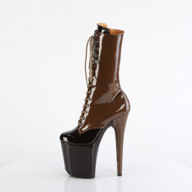 Pleaser FLAMINGO-1054DC Platform Ankle Boots Patent Brown Mocha EU-38 / US-8