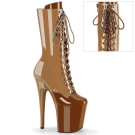 Pleaser FLAMINGO-1054DC Platform Ankle Boots Patent Brown EU-35 / US-5