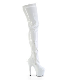Pleaser FLAMINGO-3000 Platform Overknee Boots Patent White EU-38 / US-8