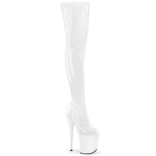 Pleaser FLAMINGO-3000 Platform Overknee Boots Patent White EU-37 / US-7