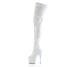 Pleaser FLAMINGO-3000 Platform Overknee Boots Patent White EU-37 / US-7
