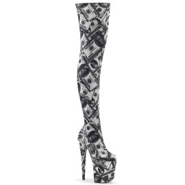 Pleaser FLAMINGO-3000DP Platform Overknee Boots Fabric...